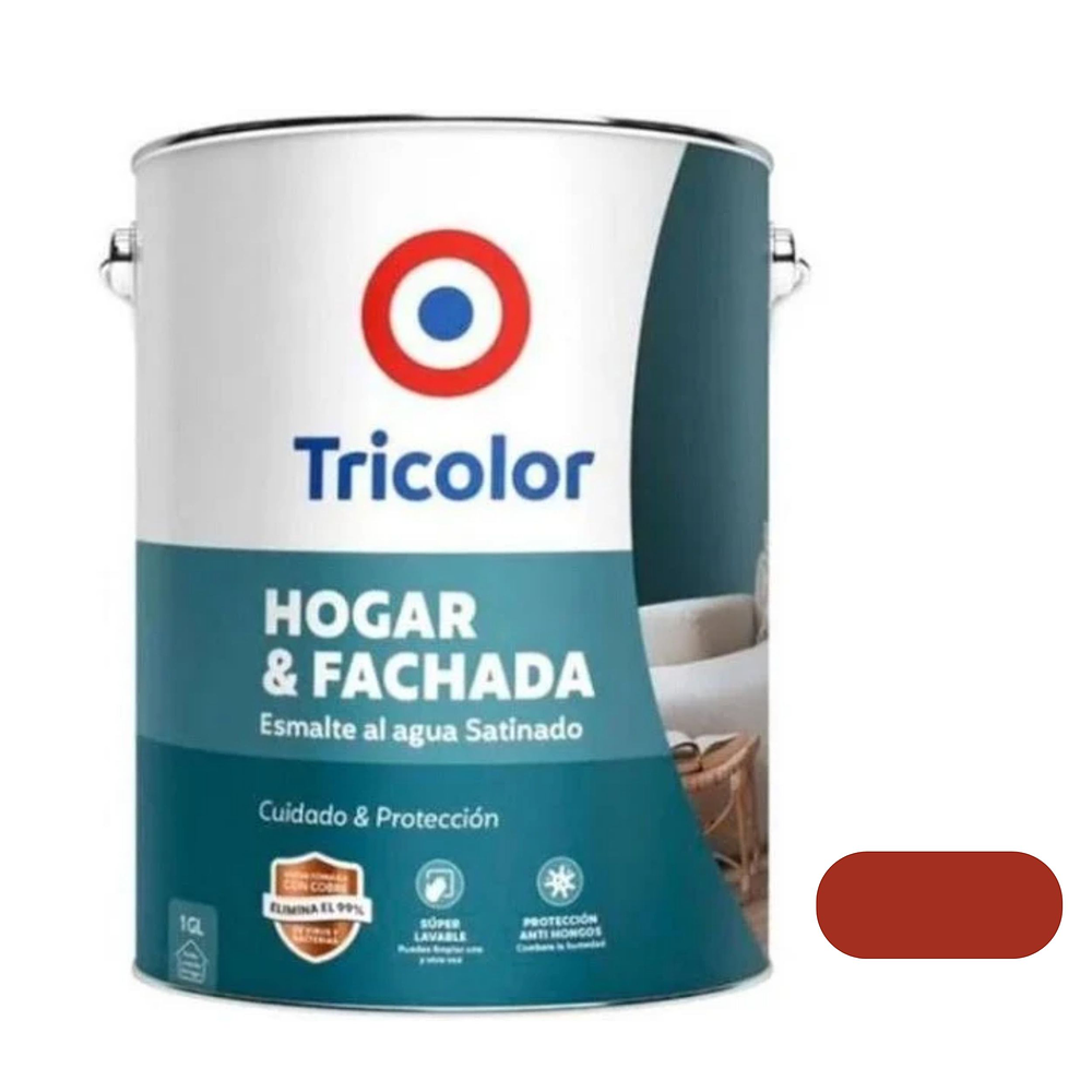 Esmalte al Agua Satinado Hogar y Fachada 1gln Rojo Colonial  - Tricolor