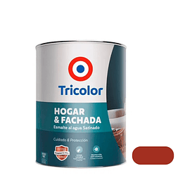 Esmalte al Agua Satinado Hogar y Fachada 900ml Rojo Colonial  - Tricolor
