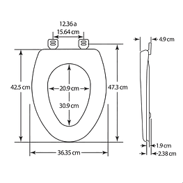 Asiento WC de Plastico Ajustable Cierre Suave 1580ARSL Ovalado  - Bemis