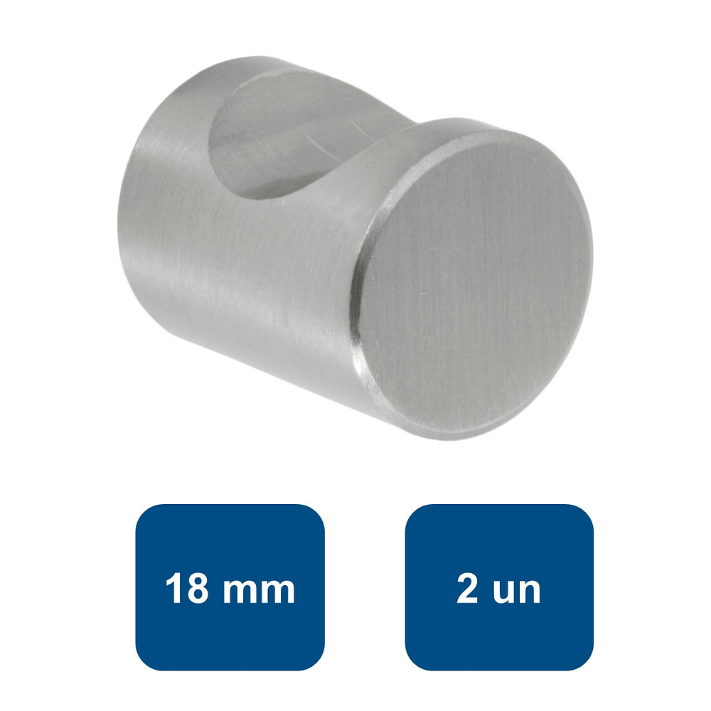 Tirador para Mueble Cilindrico Acero 18mm 2un.  - Rukafe Basics