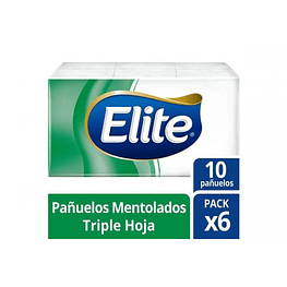 Pañuelos Desechables Triple Hoja Mentolados 6x10 pañuelos  - Elite