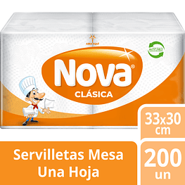 Servilleta Clasica Blanca 200un  - Nova