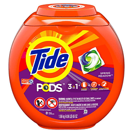 Detergente de Ropa Concentrado Capsulas 3 en 1 con envase 81 pods  - Tide
