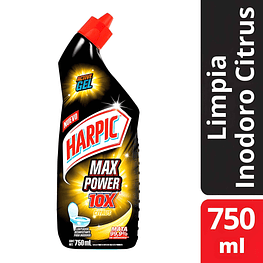 Gel Limpiador Desinfectante para Inodoros Max Power Citrus 750ml  - Harpic