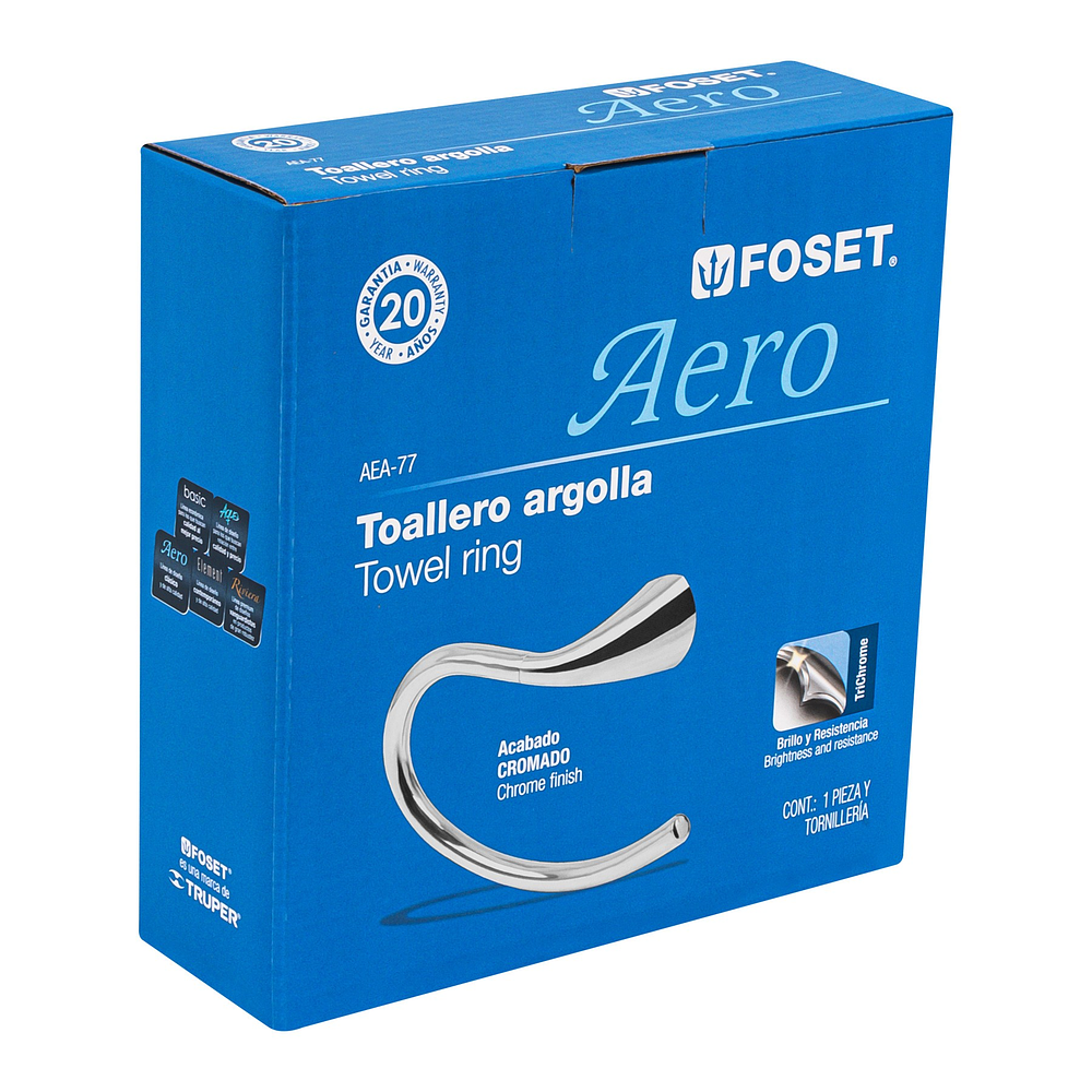 Toallero argolla Aero Metálico / Cromado  - Foset