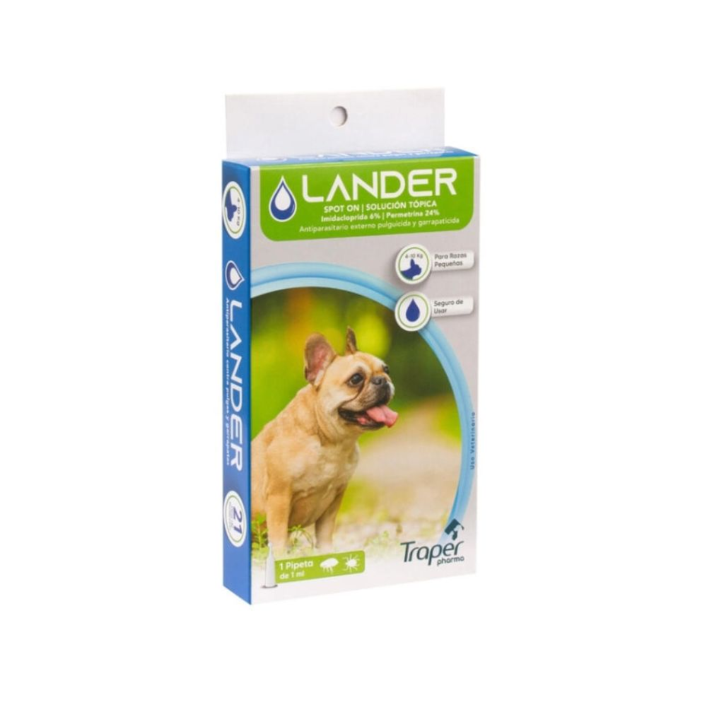 Antiparasitario externo Pipeta Lander para perros 4-10kgs (1ml)  - Traper