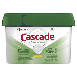 Detergente para Lavavajillas Free and Clear 36 capsulas  - Cascade