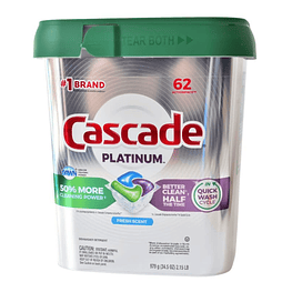 Detergente para Lavavajillas Platinum Capsulas Fresh 62 capsulas  - Cascade