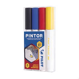 Set Marcador Pintor Extra Fino 4un Negro, Rojo, Azul, Amarillo  - Pilot