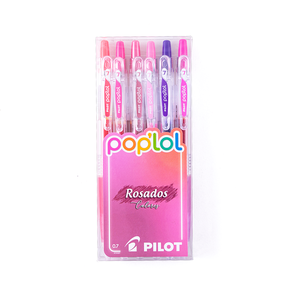 Set Lápiz Gel POPLOL 0.7 6un Rosados  - Pilot