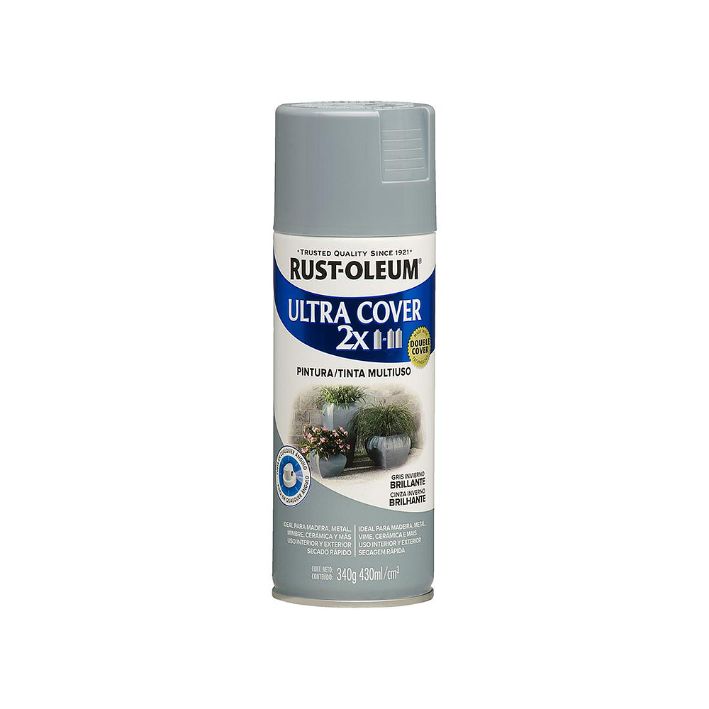 Pintura en Aerosol Ultra Cover 2X 340grs Gris Invierno Brillante  - Rust Oleum