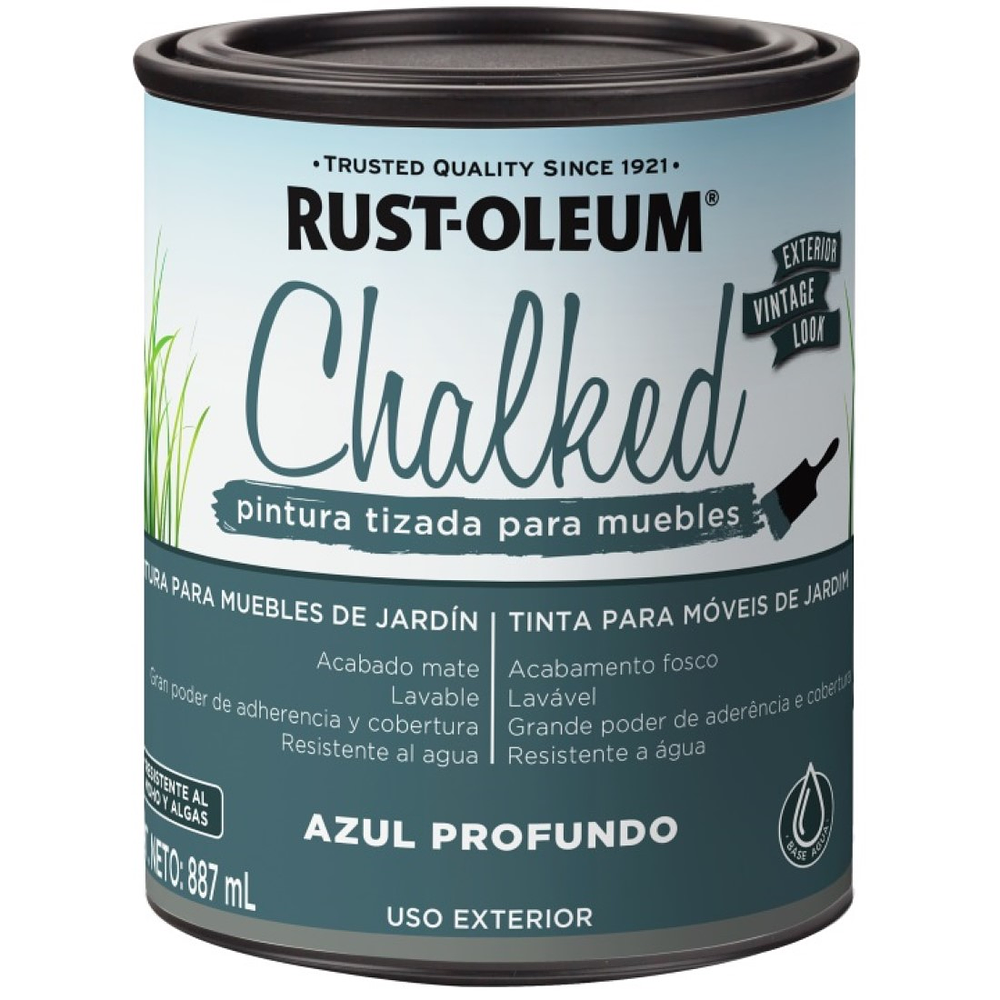 Pintura Chalked Tizada Exterior Base Agua 877ml Azul Profundo  - Rust Oleum