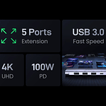 HUB USB-C 5 en 1 PD modelo CM136 15cms  - Ugreen