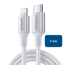 Cable USB-C a Lightning (iPhone) Blanco modelo US304 Certificado 2mts  - Ugreen