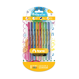 Set de bolígrafos 1.0mm colores fun 8un  - Torre