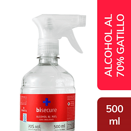 Alcohol al 70% con Emoliente 500ml con pulverizador  - Bisecure