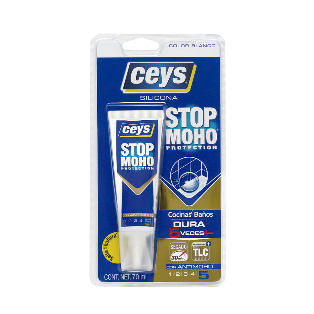 Silicona Baño y Cocina Stop Moho Blanca 70ml  - Ceys