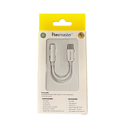 Adaptador USB-C a minijack 3.5mm digital Aluminio Blanco  - Tecmaster
