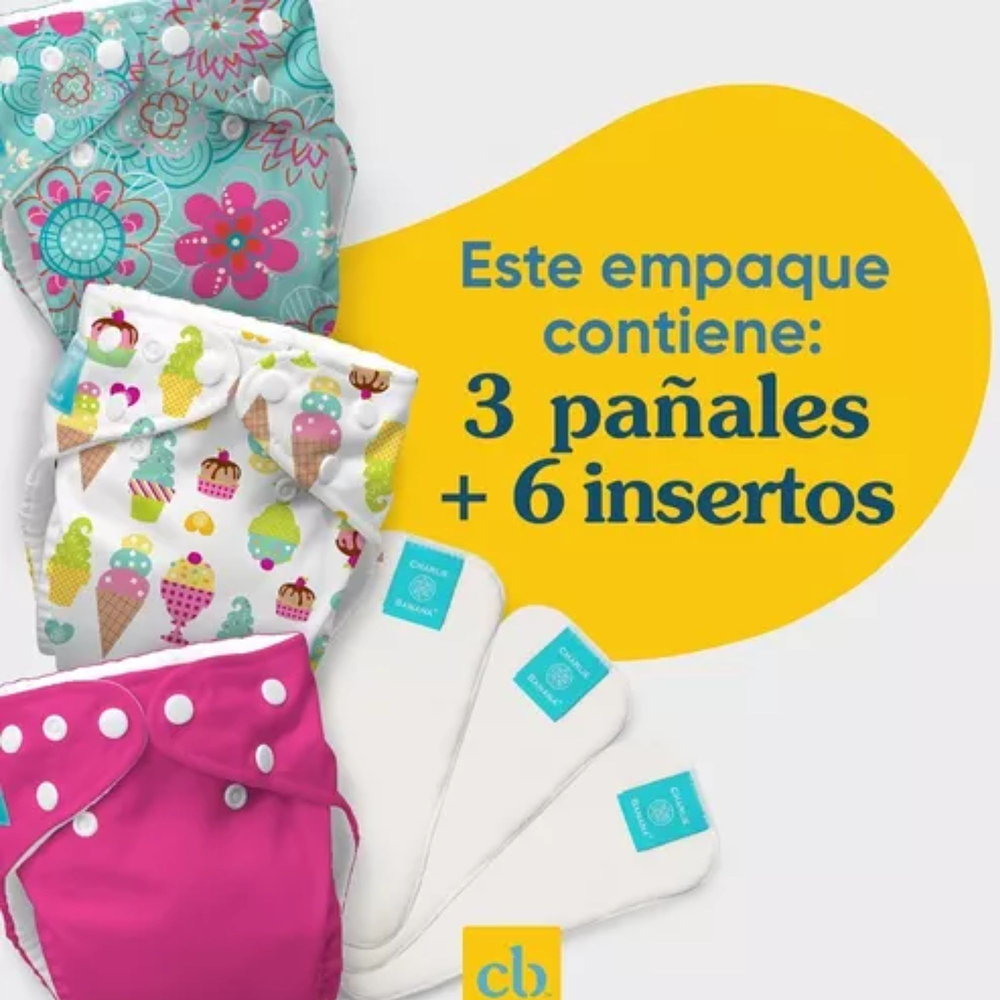 Pañales Niño reutilizables Ocean 3 + 6 insertos  - Charlie Banana