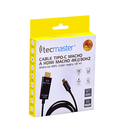 Cable adaptador USB-C a HDMI 4K 1.8mts  - Tecmaster