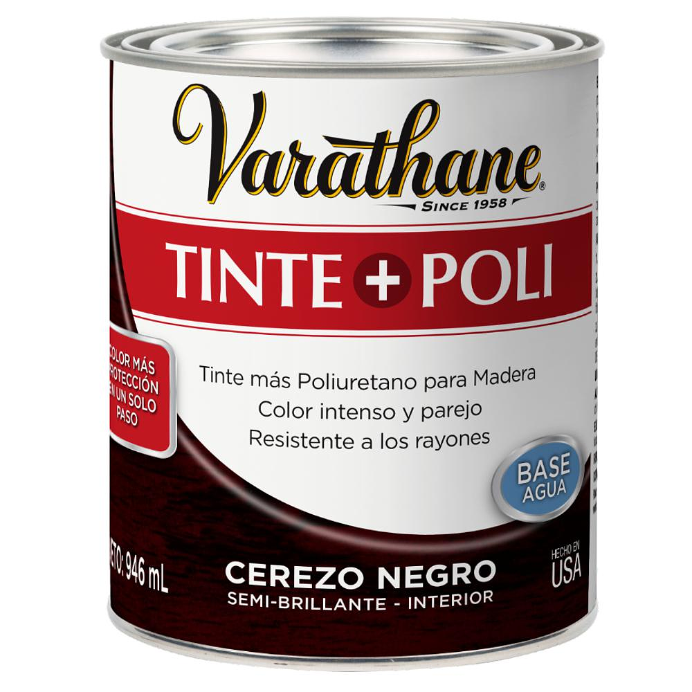Barniz de Poliuretano + Tinte Base Agua 946ml Cerezo Negro  - Varathane