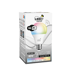 Ampolleta Led inteligente E27 WiFi Full Color RGB 9W  - Macrotel