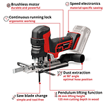 Sierra caladora inalámbrica 18V Professional Brushless sin batería PXC TP-JST 18/135 Li BL  - Einhell