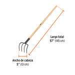 Cultivador forjado para jardín 5 dientes 60"  - Truper