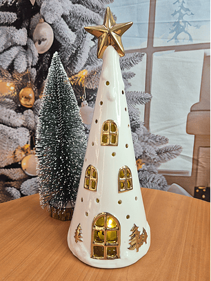 Arbolito casa con luz ceramica