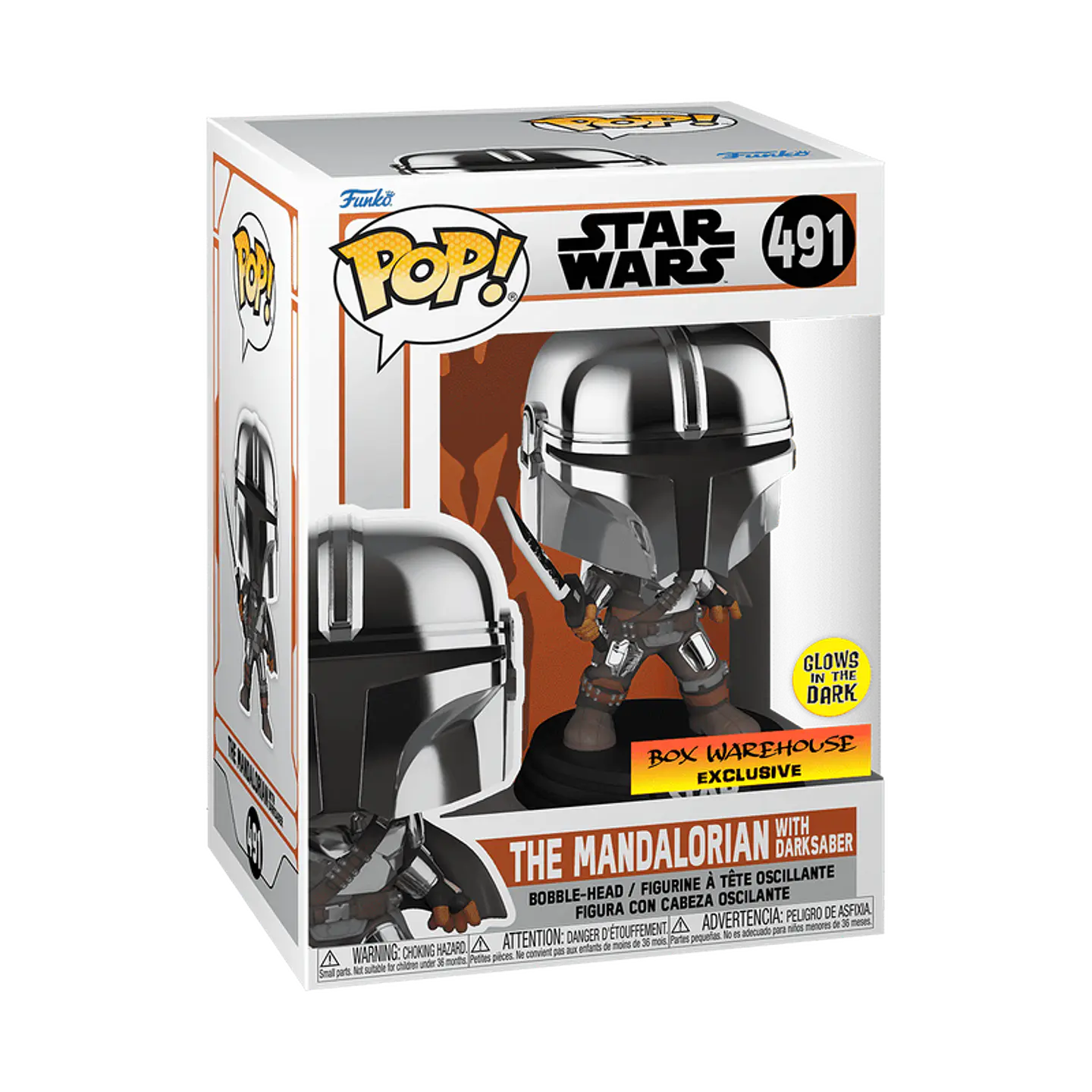 Funko Pop! The Mandalorian with darksaber #491 (Glows in the dark) Box Warehouse - Star Wars: The Mandalorian 1
