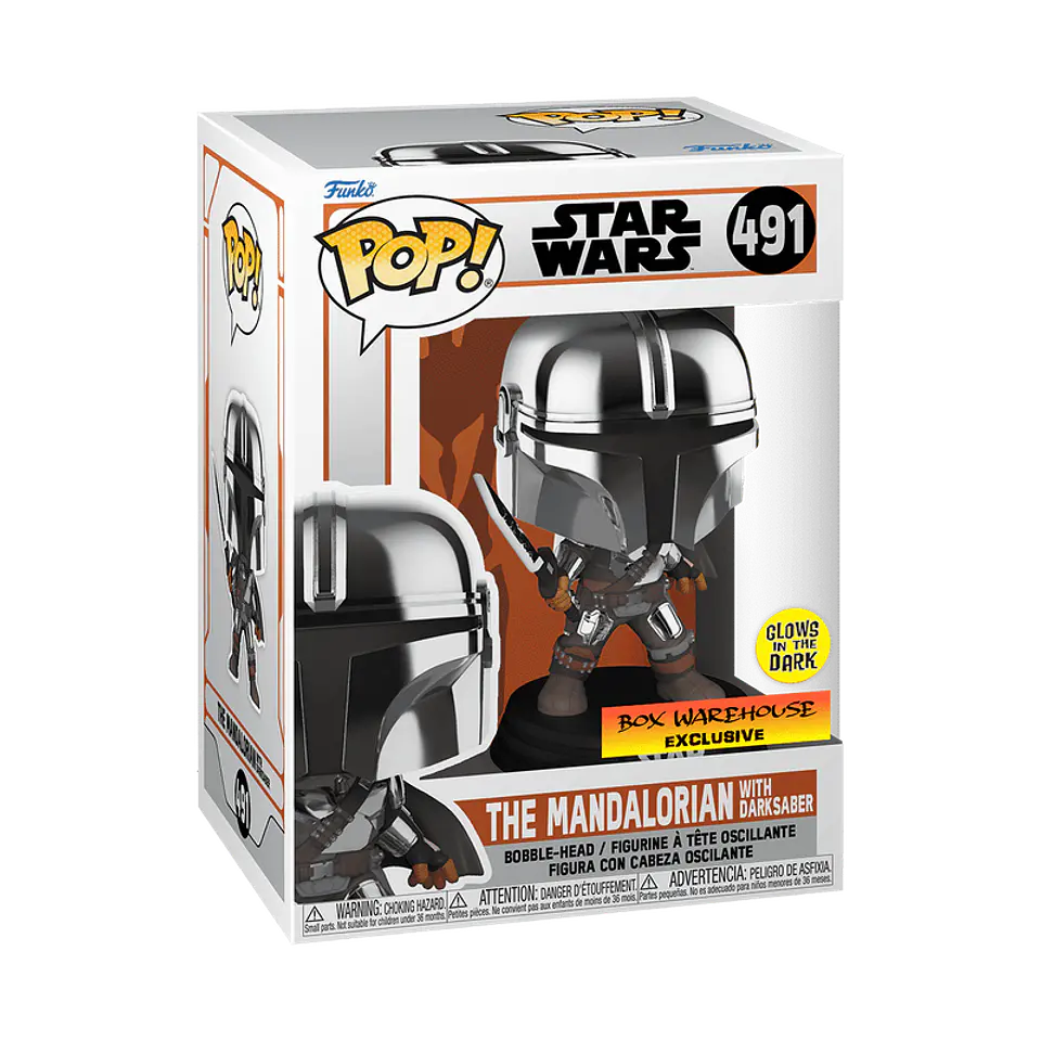 Funko Pop! The Mandalorian with darksaber #491 (Glows in the dark) Box Warehouse - Star Wars: The Mandalorian 1