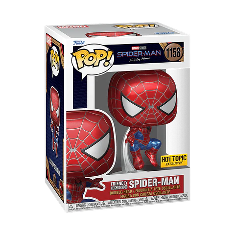 Funko Pop! Friendly Neighborhood Spiderman (metálico) #1158 Hot Topic - Marvel: Spider-Man No Way Home 