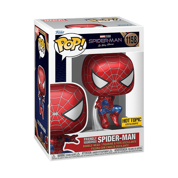 Funko Pop! Friendly Neighborhood Spiderman (metálico) #1158 Hot Topic - Marvel: Spider-Man No Way Home 