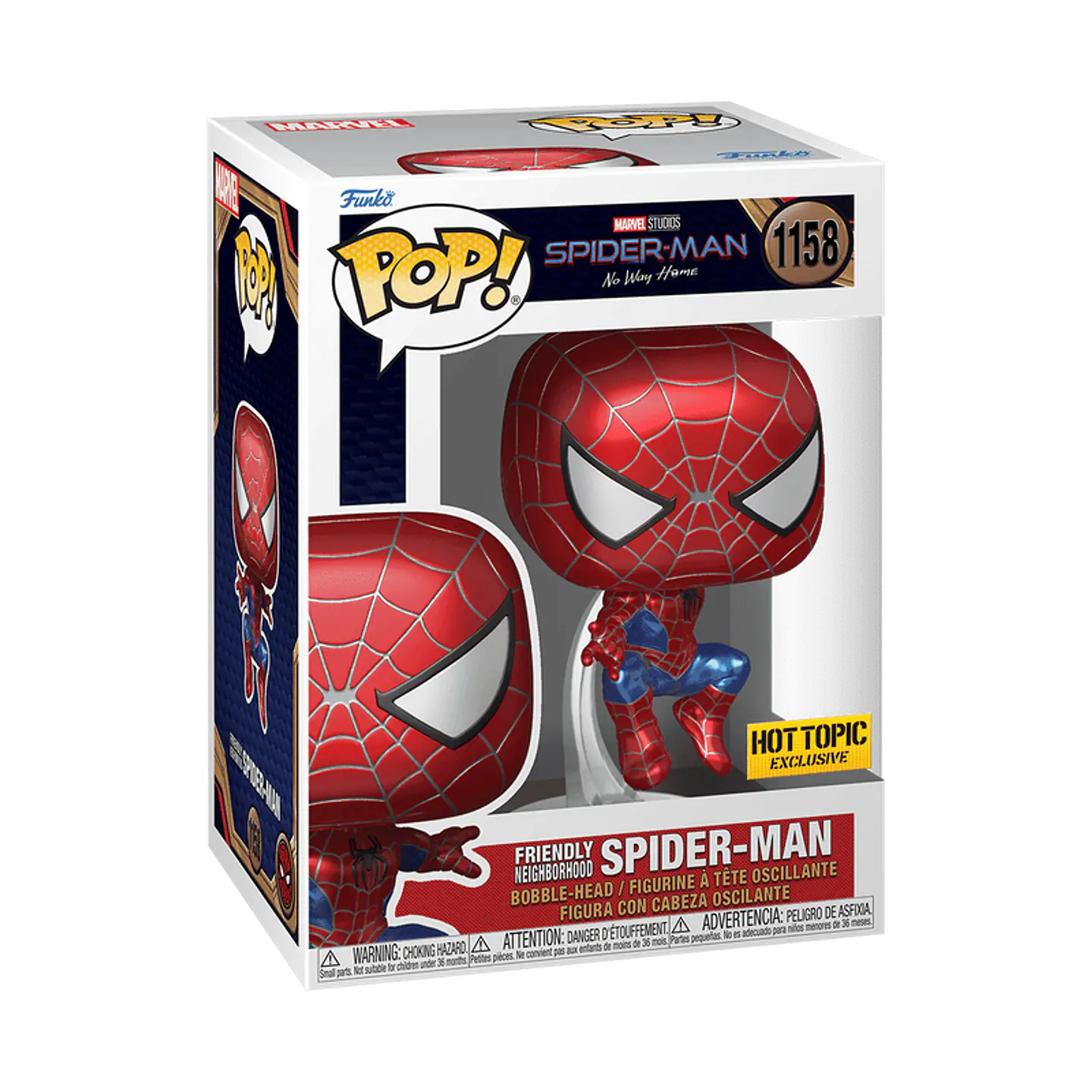 Funko Pop! Friendly Neighborhood Spiderman (metálico) #1158 Hot Topic - Marvel: Spider-Man No Way Home  1