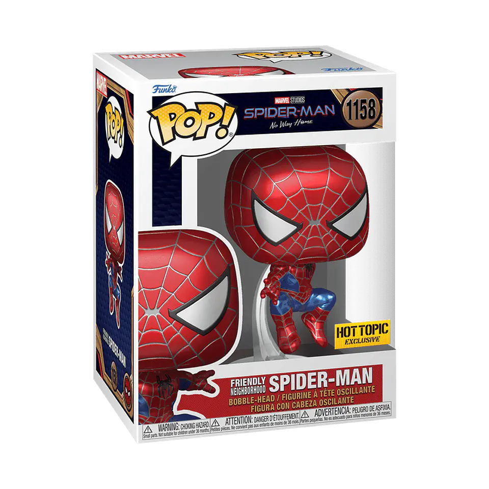 Funko Pop! Friendly Neighborhood Spiderman (metálico) #1158 Hot Topic - Marvel: Spider-Man No Way Home  1