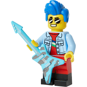 Lego Minifigura: Rockero cabello azul - Lego BAM