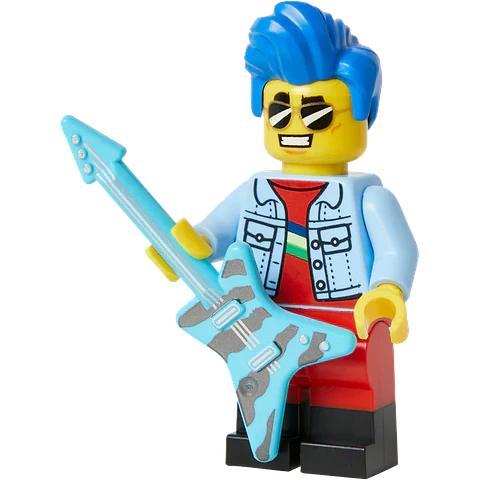 Lego Minifigura: Rockero cabello azul - Lego BAM