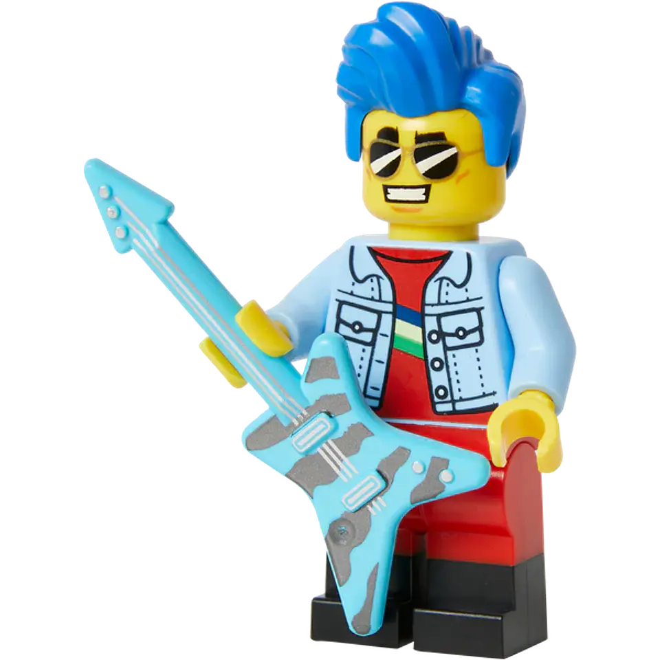 Lego Minifigura: Rockero cabello azul - Lego BAM 1