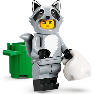 Lego Minifigura: Fan con disfraz de mapache - Serie 22