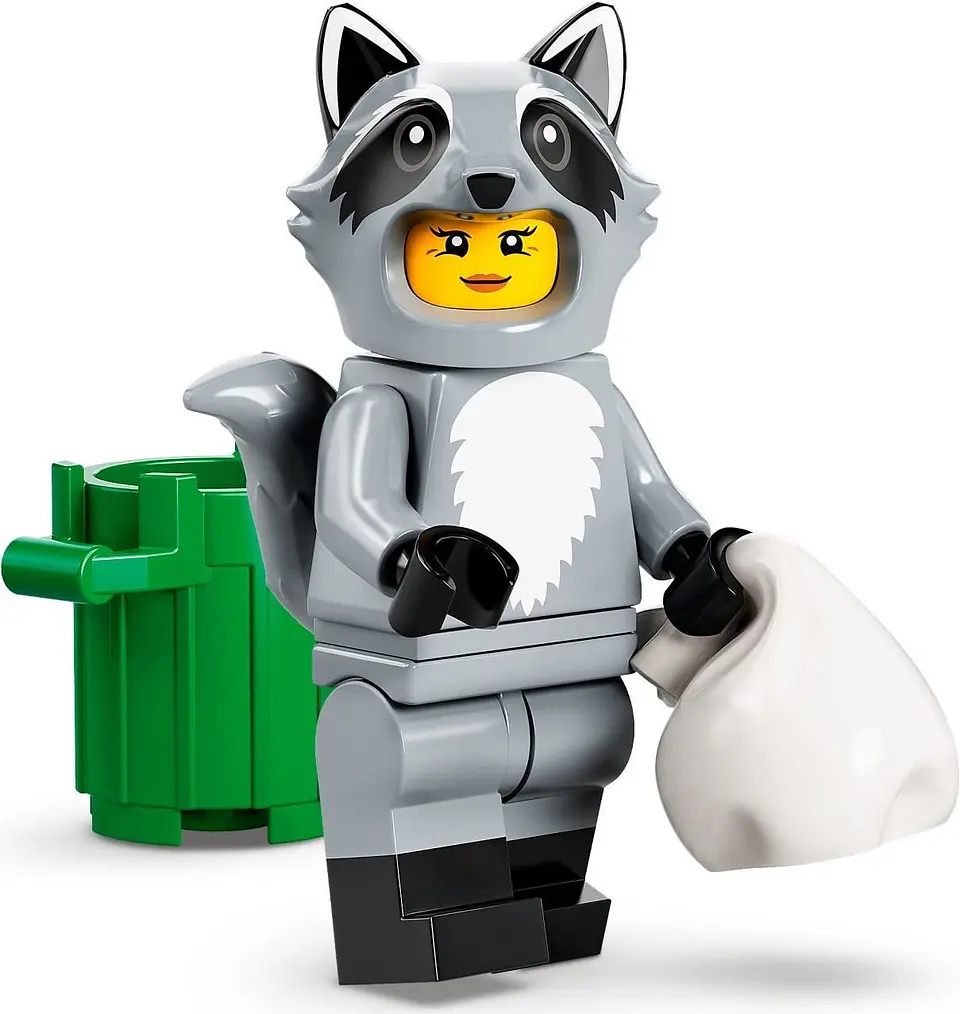 Lego Minifigura: Fan con disfraz de mapache - Serie 22 1