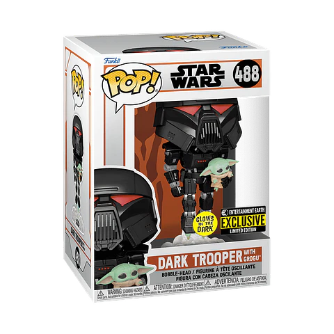 Funko Pop! Dark Trooper with Grogu (Glows in the dark) #488 Entertainment Earth - Star Wars: The Mandalorian