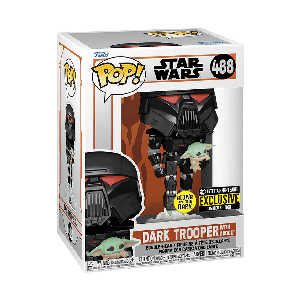 Funko Pop! Dark Trooper with Grogu (Glows in the dark) #488 Entertainment Earth - Star Wars: The Mandalorian 1