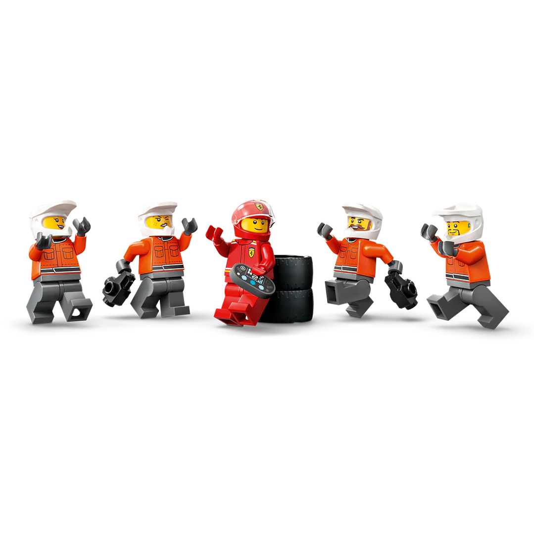 LEGO 60443: Parada en Boxes de F1 y Equipo de Mecánicos con Coche Ferrari 3