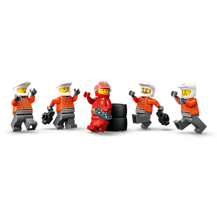 LEGO 60443: Parada en Boxes de F1 y Equipo de Mecánicos con Coche Ferrari 3