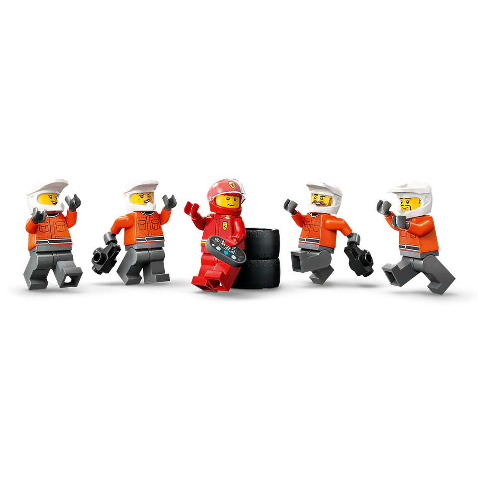 LEGO 60443: Parada en Boxes de F1 y Equipo de Mecánicos con Coche Ferrari 3