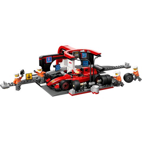 LEGO 60443: Parada en Boxes de F1 y Equipo de Mecánicos con Coche Ferrari