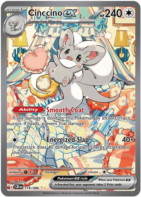 Pokémon TCG: Cinccino ex -119/086- ME04: Chaos Rising (CRI)