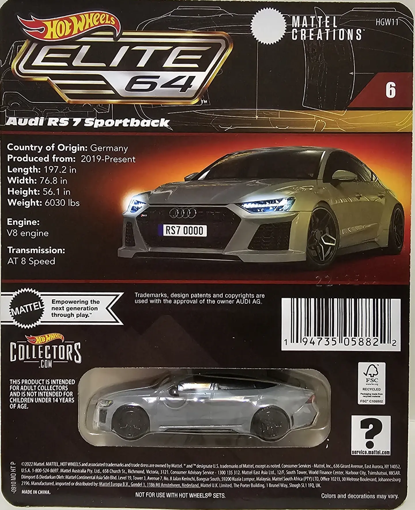 Hot Wheels: Audi RS7 Sportback - Elite 64 2