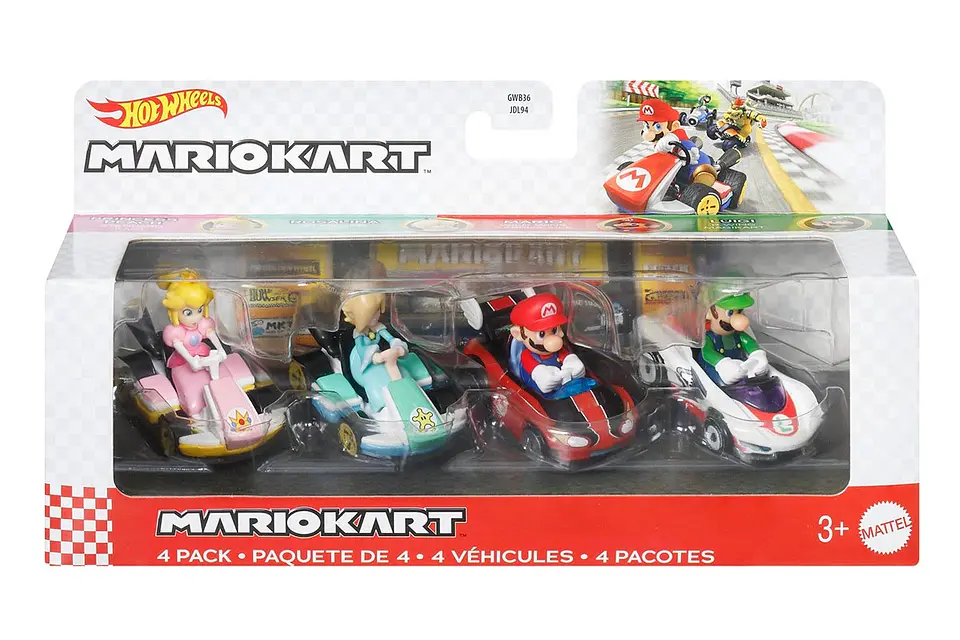 Hot Wheels: Mario Kart 4Pack - Mario, Luigi, Peach y Rosalina 1