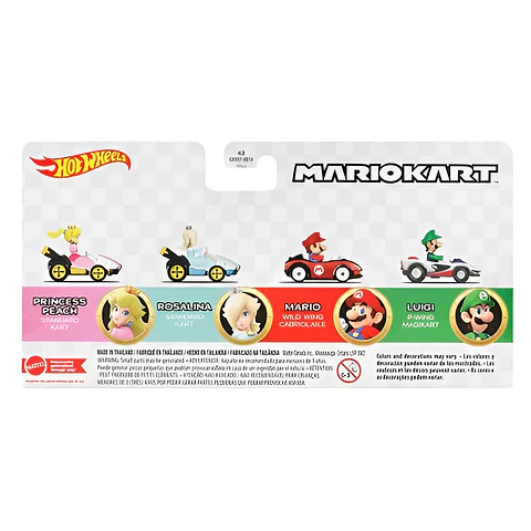 Hot Wheels: Mario Kart 4Pack - Mario, Luigi, Peach y Rosalina
